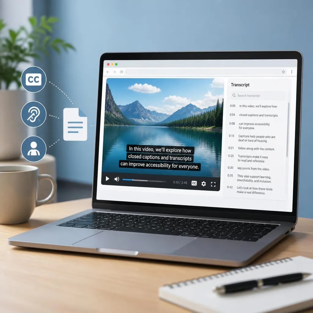 Chrome closed captioning extension with transcripts