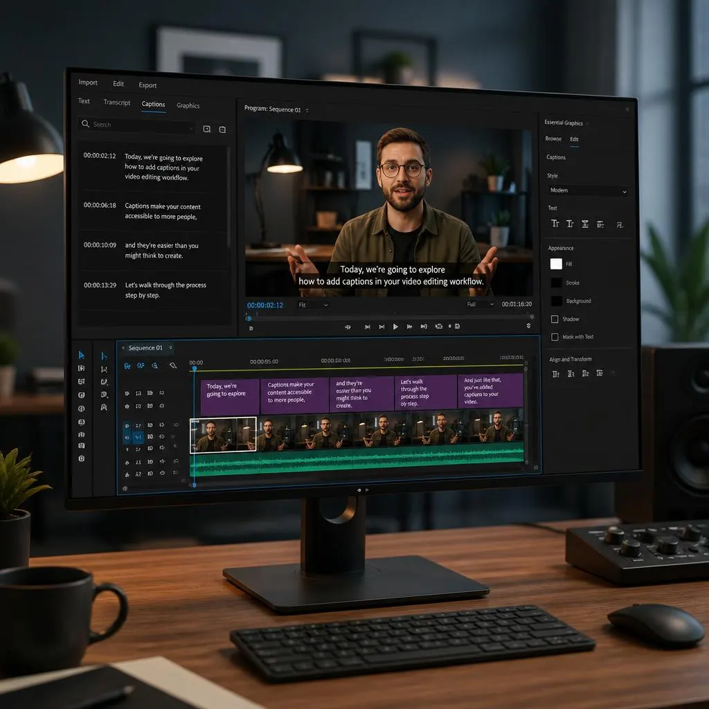how to add captions in Premiere Pro